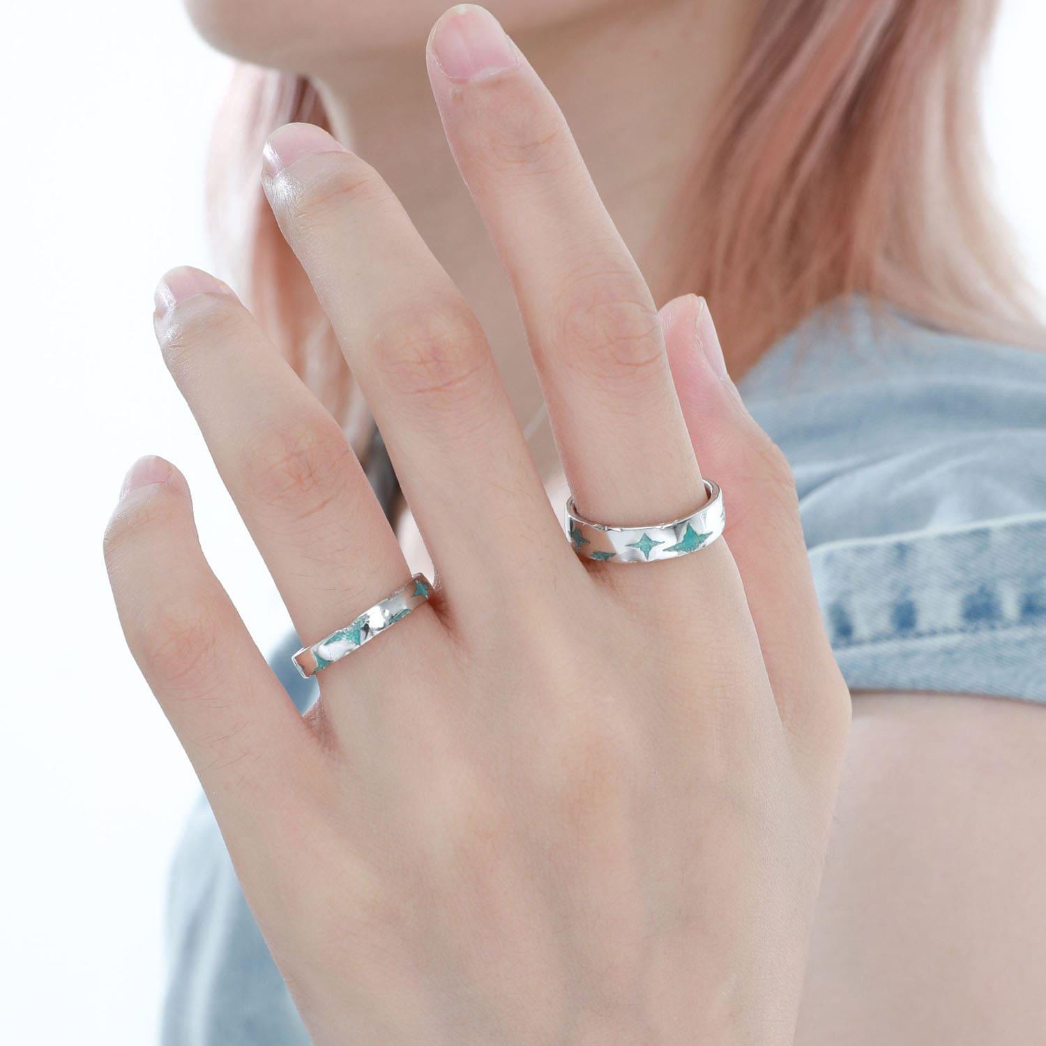 Starry Night Sterling Silver Adjustable Opening Ring for Women - Elegant Celestial Jewelry Gift for Her - Perfect for Everyday Wear, Date Nights & Special Occasions