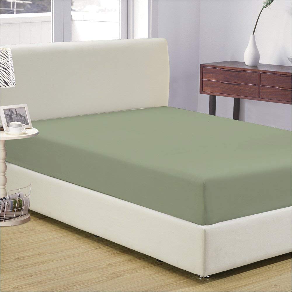 Clevamama 100% Egyptian Cotton 800 Thread Count Fitted Sheet - Queen Size, Sage Green, 15
