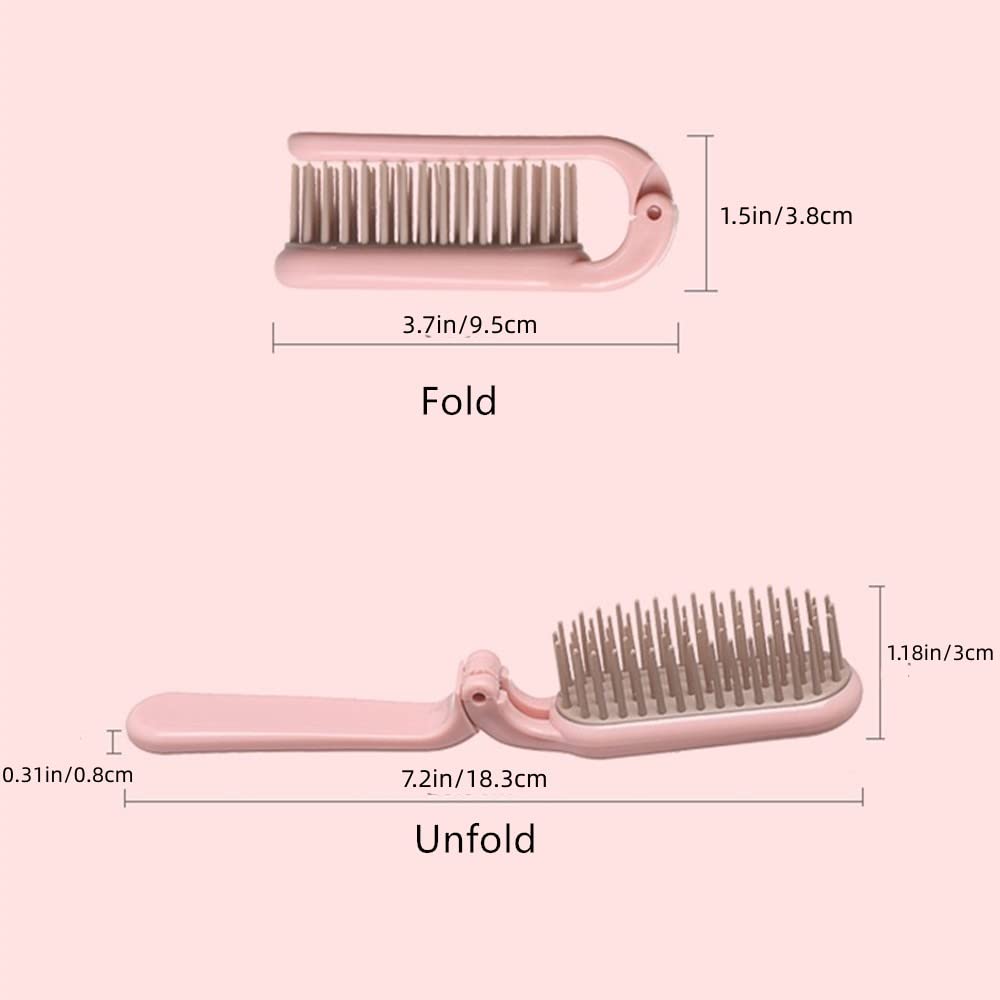 2Pcs Portable Folding Hair Brush & Comb Set - Mini Anti-Static Anti-Knot Massage Brush for Women & Girls - Compact Travel Size Fits in Handbag (Dark) - Perfect for Travel, Gym, Office & On-the-Go Styling