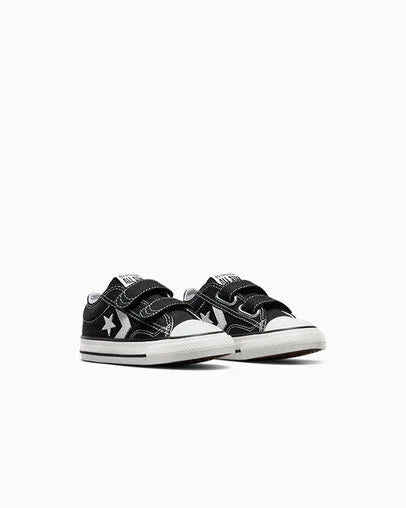 Converse Kids Star Player 76 Hook and Loop Black/White Sneakers - Comfortable & Stylish Shoes for Boys & Girls - Perfect for School, Play & Everyday Wear
