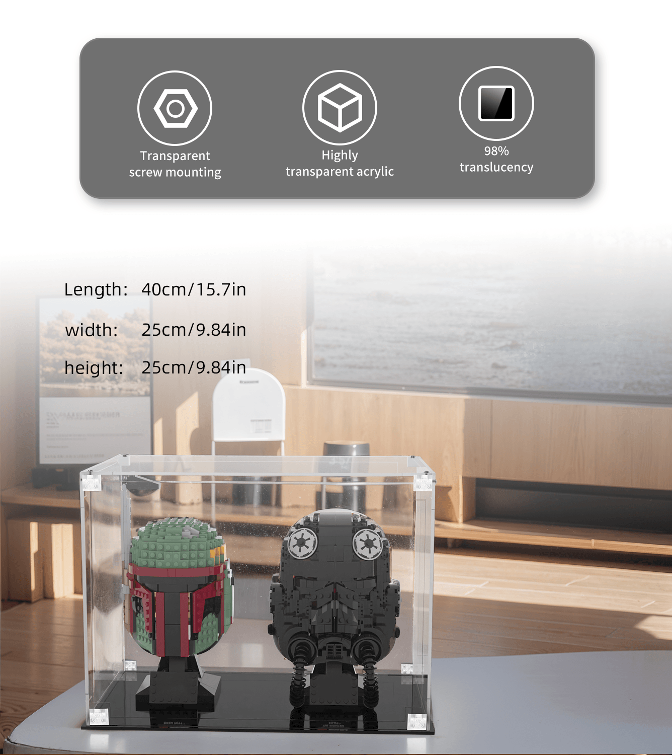 Lego Star Wars Helmet Series Display Case - Premium Acrylic Showcase for Collectible Minifigures | Perfect for Home Decor, Office Display & Gift Giving