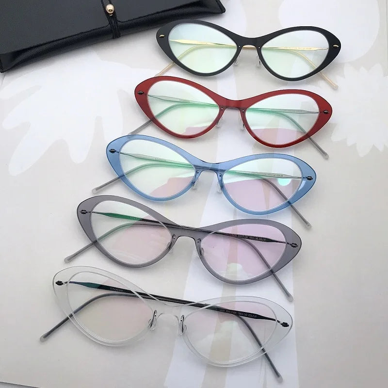 Aimee Women's Full Rim Cat Eye Titanium Acetate Eyeglasses 6550 - Stylish & Lightweight Reading Glasses for Work, Office & Everyday Use