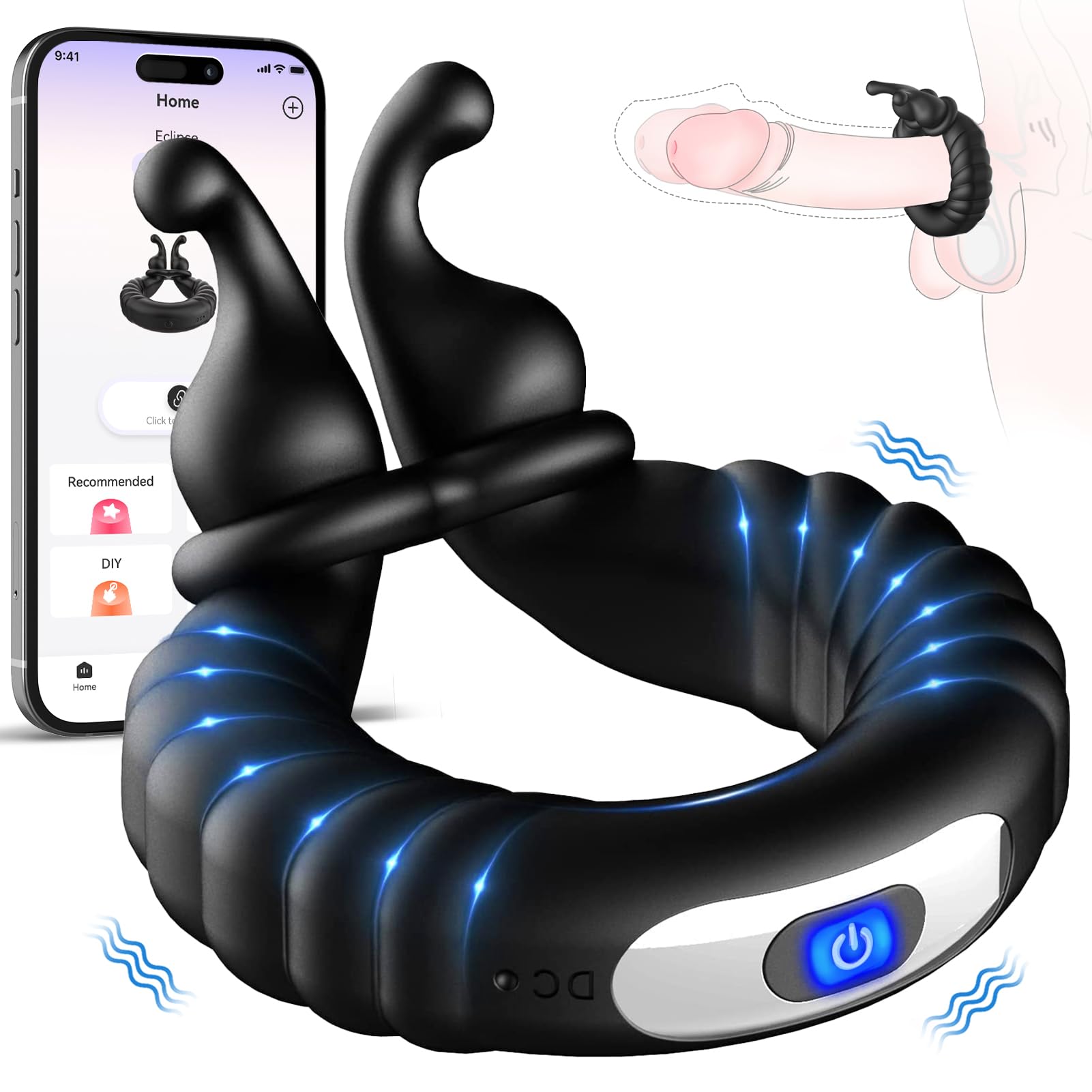 Kismloit Vibrating Cock Ring - 10 Speed Adjustable Penis Ring for Men & Couples | Rechargeable Male Sex Toy with Powerful Vibrations for Longer, Harder Erections | Enhance Intimacy & Pleasure in Bedroom or Romantic Nights