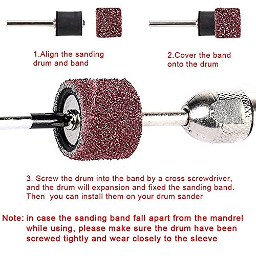 384-Piece Drum Sander Kit with 360 Nail Sanding Bands & 24 Drum Mandrels for Rotary Tools - Perfect for Woodworking, Nail Art, and DIY Crafts
