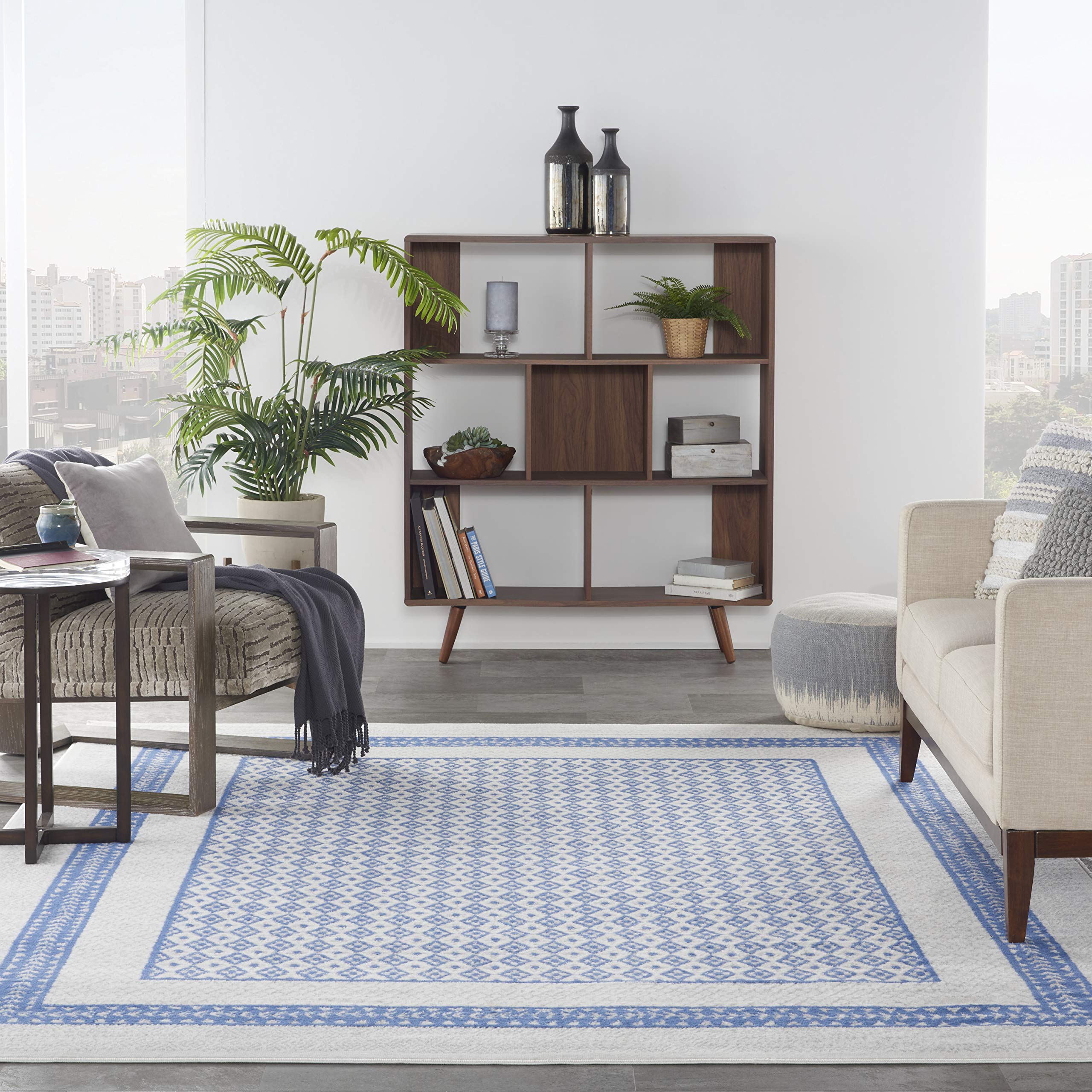 Nourison Whimsicle Geometric Ivory Blue 8'4