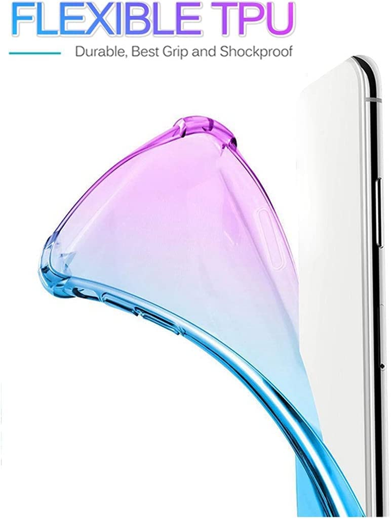 Huawei Y9 Prime 2019 Case with Tempered Glass Screen Protector | Shockproof TPU Clear Gradient Phone Cover for Honor 9X/P Smart Z STK-LX1 | Cute Purple/Blue Slim Protective Case | Perfect for Everyday Use, Travel & Outdoor Activities