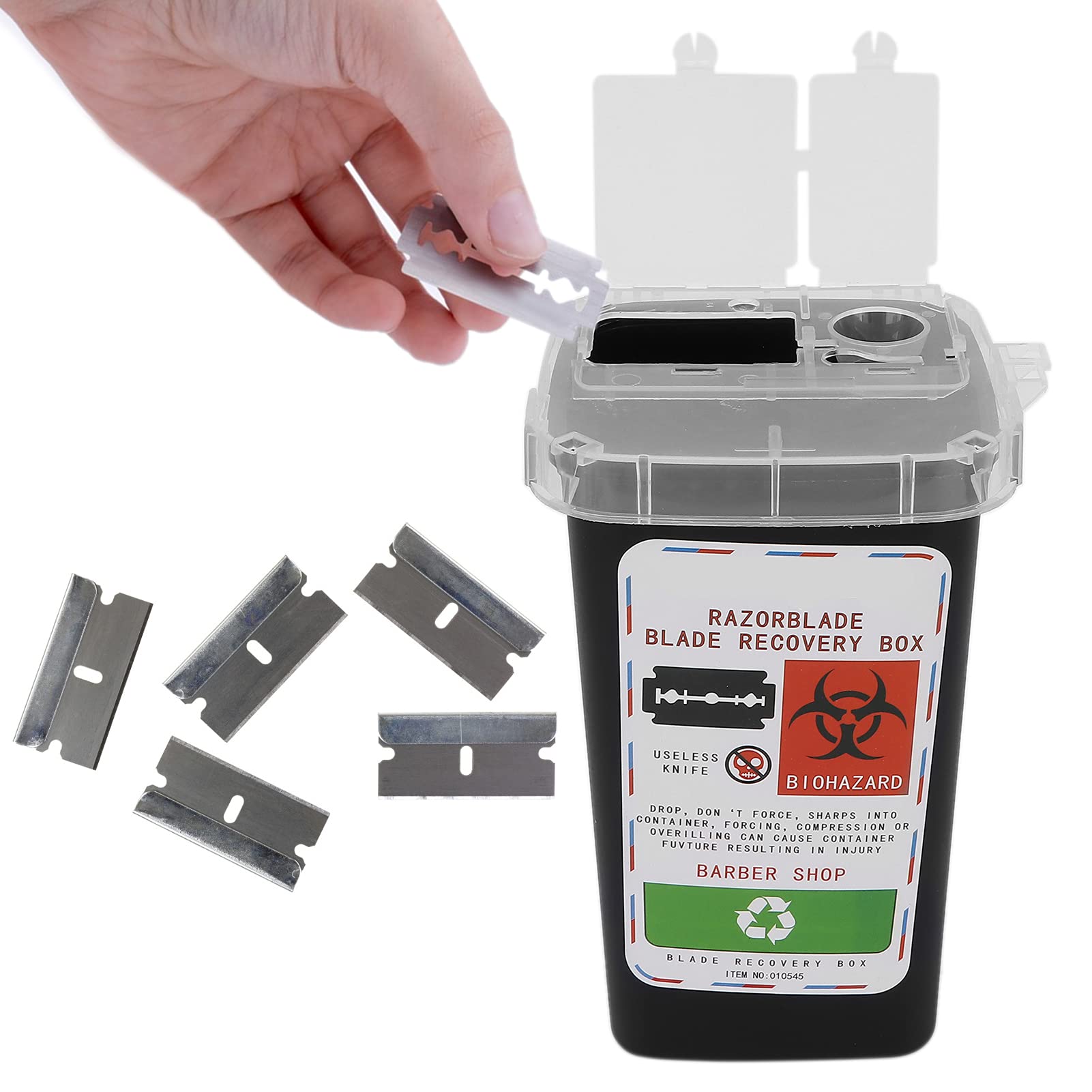 Sharps Disposal Container for Barber Shop & Salon - Safe Razor Blade Disposal Box with Secure Lid (Black) | Ideal for Hair Salons, Tattoo Parlors, and Medical Offices