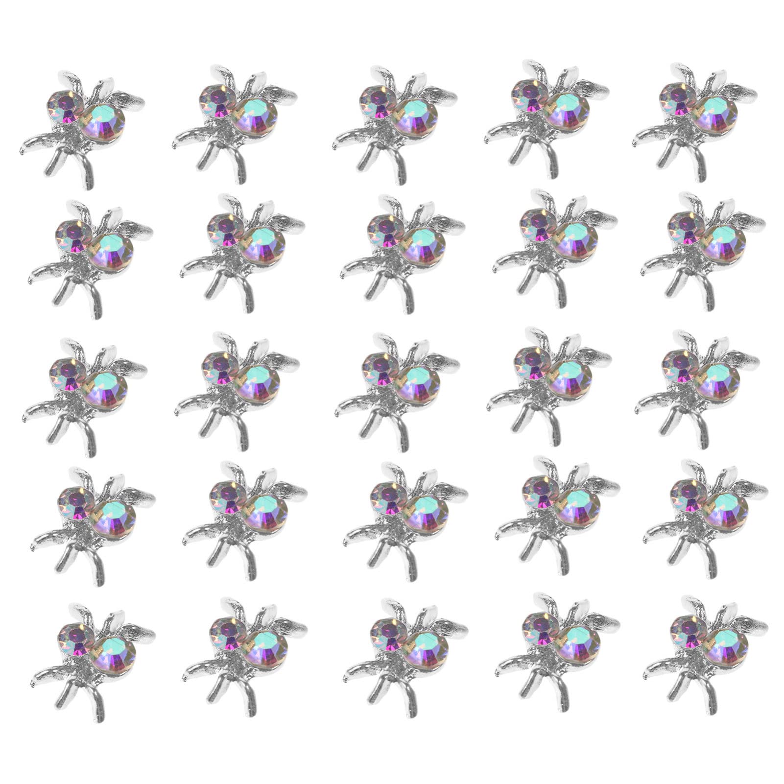 Beaupretty 100PCS 3D Spider Nail Charms - Silver Metal Rhinestone Nail Art Gems for Halloween DIY Nail Decoration | Perfect for Nail Salon, Costume Parties & Spooky Home Decor