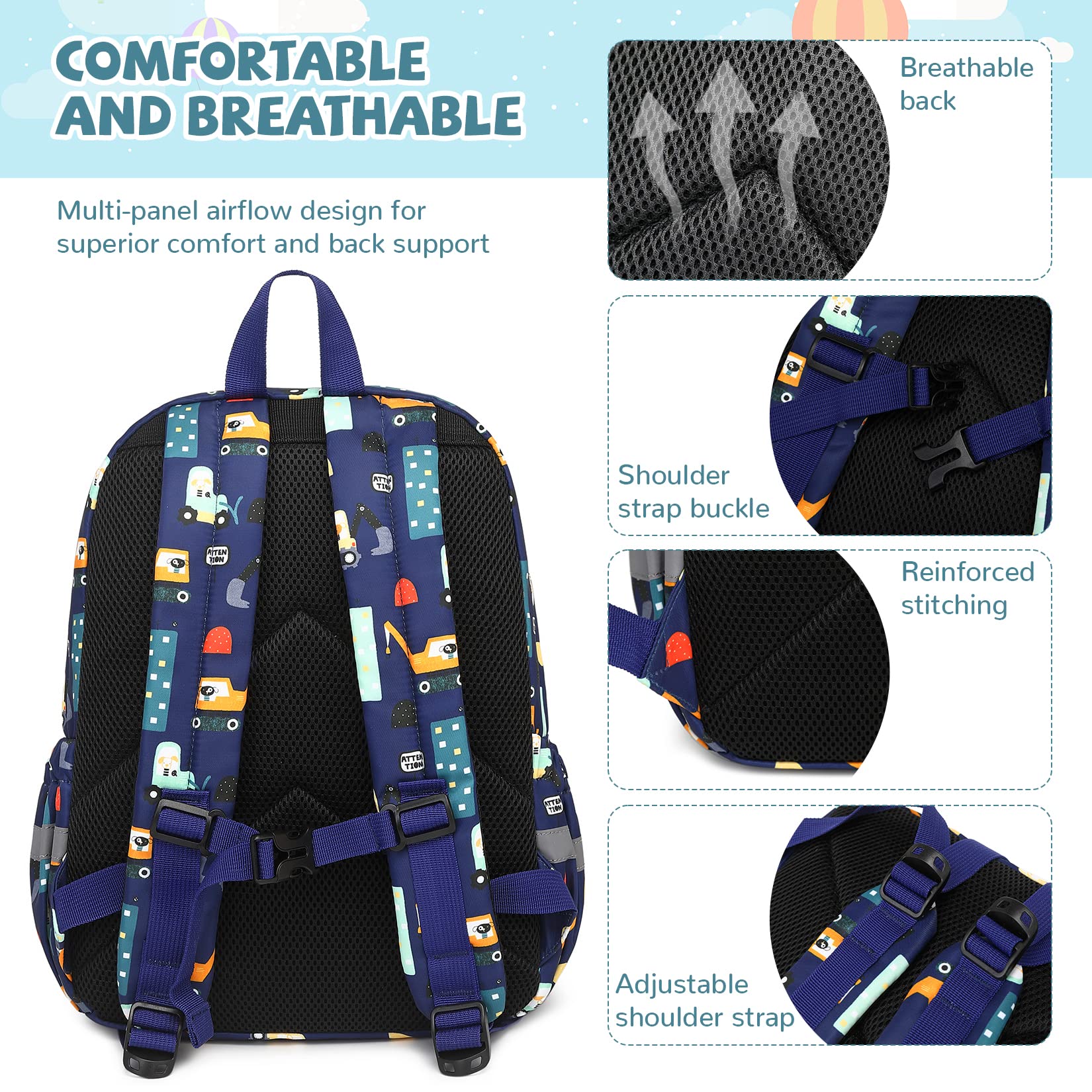 MyGreen Toddler Backpack for Boys & Girls - Adjustable Chest Strap, Lightweight School Bag for Preschool & Daycare - Perfect for Travel, Hiking & Outdoor Adventures