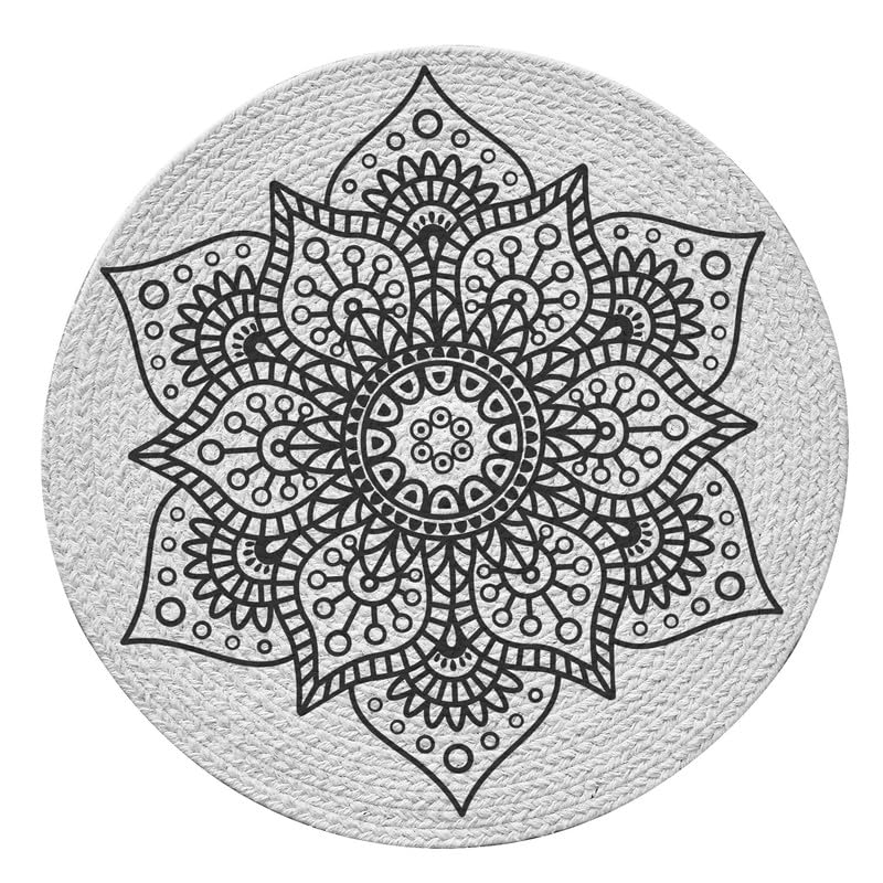 6-Piece Printed Cotton Placemat Set | 15-Inch Round Table Mats for Dining, Bedside, and Center Tables | Multi-Color Home Decor | Perfect for Everyday Use, Parties, and Holiday Gatherings | Dgn-10