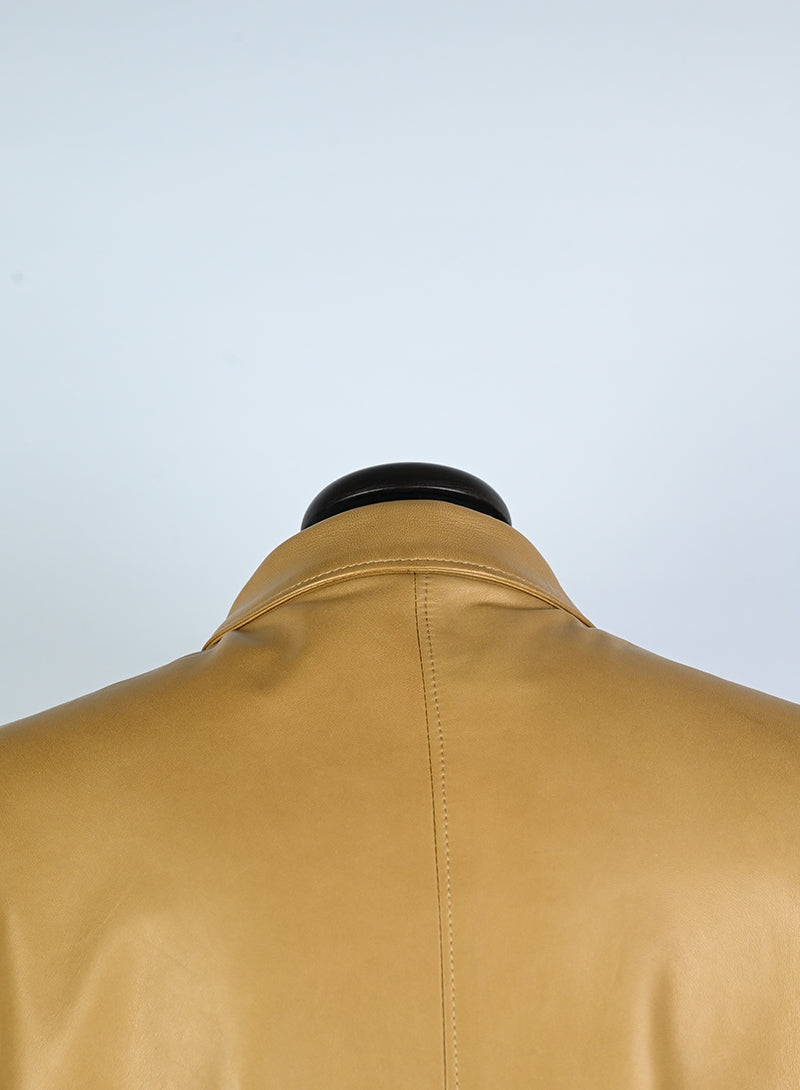 Prada Nappa Leather Jacket in Biscuit Color - Size 44 | Luxury Italian Outerwear for Men, Business & Casual Wear