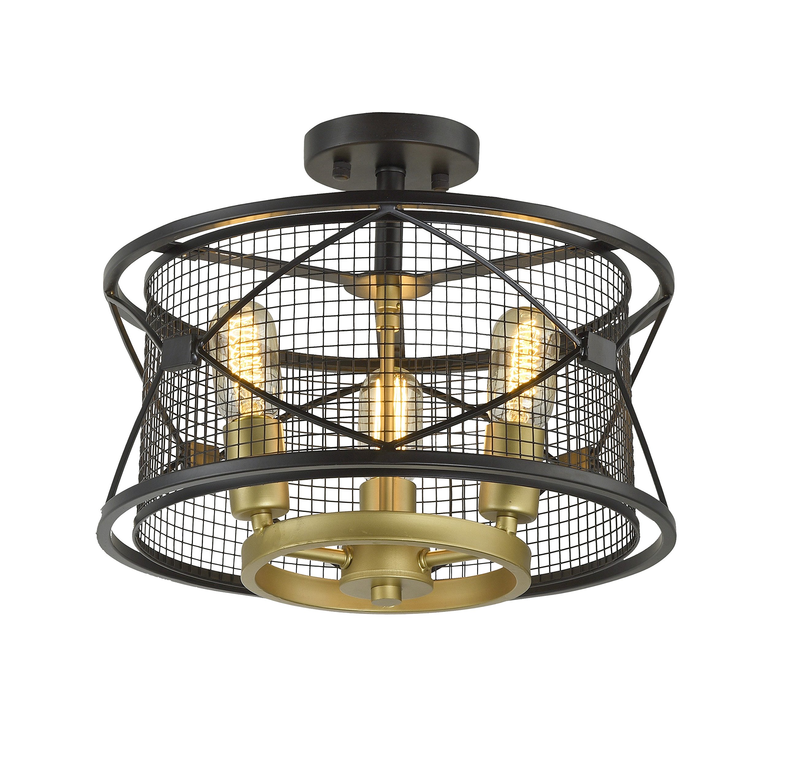 Rogue Décor 612600 Harlequin 3-Light Ceiling Fixture - Warm Bronze with Gold Accent | Modern Dining Room & Bedroom Lighting | Elegant Home Decor for Living Room, Foyer & Hallway