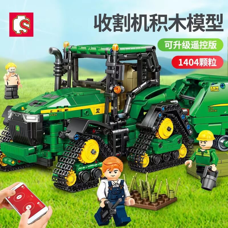 John Deere Technic Farm Tractor Toy Set - SEMBO 710950 Building Blocks for Kids | STEM Educational Toy for Boys & Girls | Farm Vehicle Playset for Pretend Play & Construction Fun