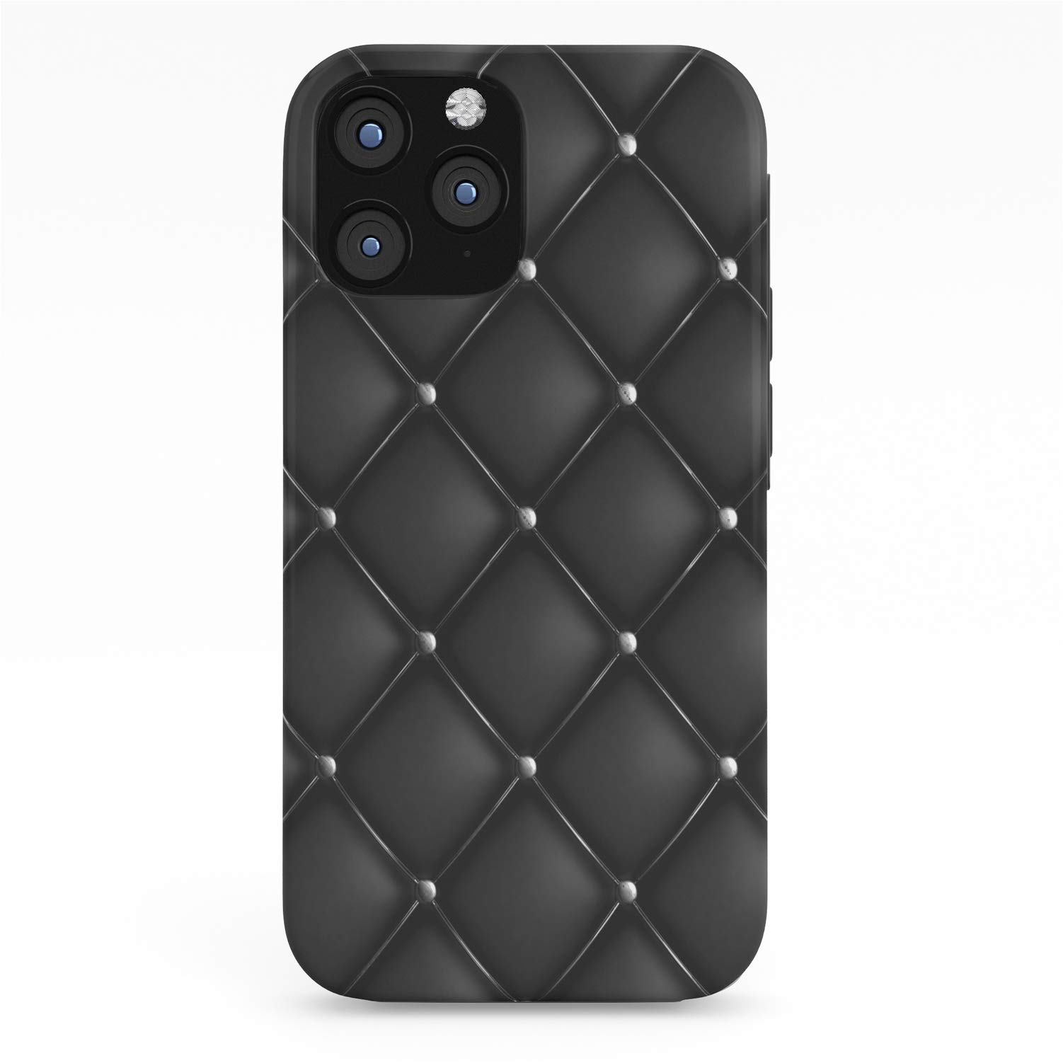 Seafoam12 Quilted Leather Phone Case for iPhone 12 Pro Max - Durable Black Protective Cover | Perfect for Everyday Use, Travel & Outdoor Activities