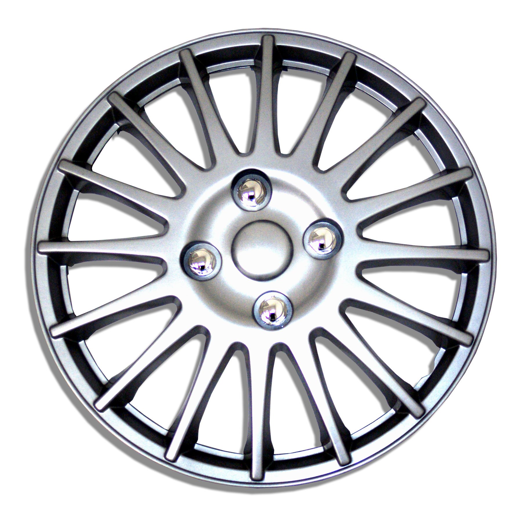 TuningPros WSC-611S15 15-Inch Silver Wheel Skin Covers (Set of 4) - Hubcaps for Cars, Trucks & SUVs - Enhance Appearance & Protect Wheels from Scratches