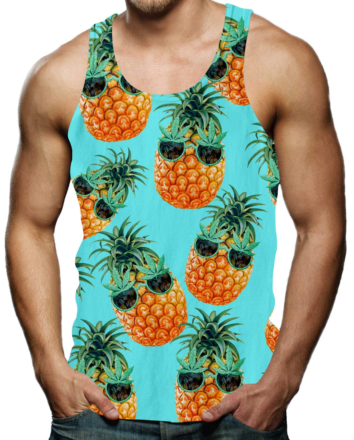 Raisevern Men's Funny 3D Printed Graphic Tank Top - Sleeveless Gym Workout Shirt for Men - Perfect for Workouts, Beach & Casual Wear