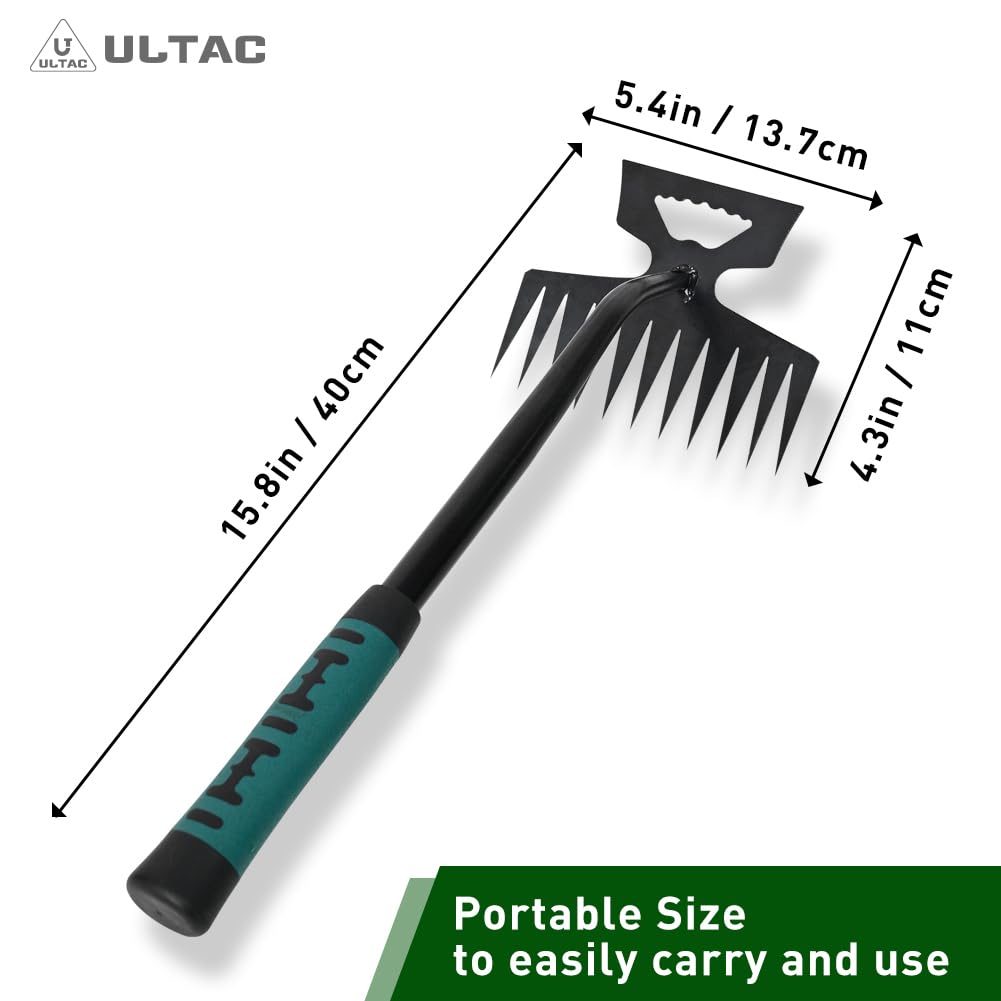Stainless Steel Weed Puller Tool - Heavy Duty Hand Weeder with 6+11 Teeth for Gardening, Backyard Farming & Lawn Care | Portable & Effective Weeding Tool for Removing Dandelions, Thistles & Tough Weeds