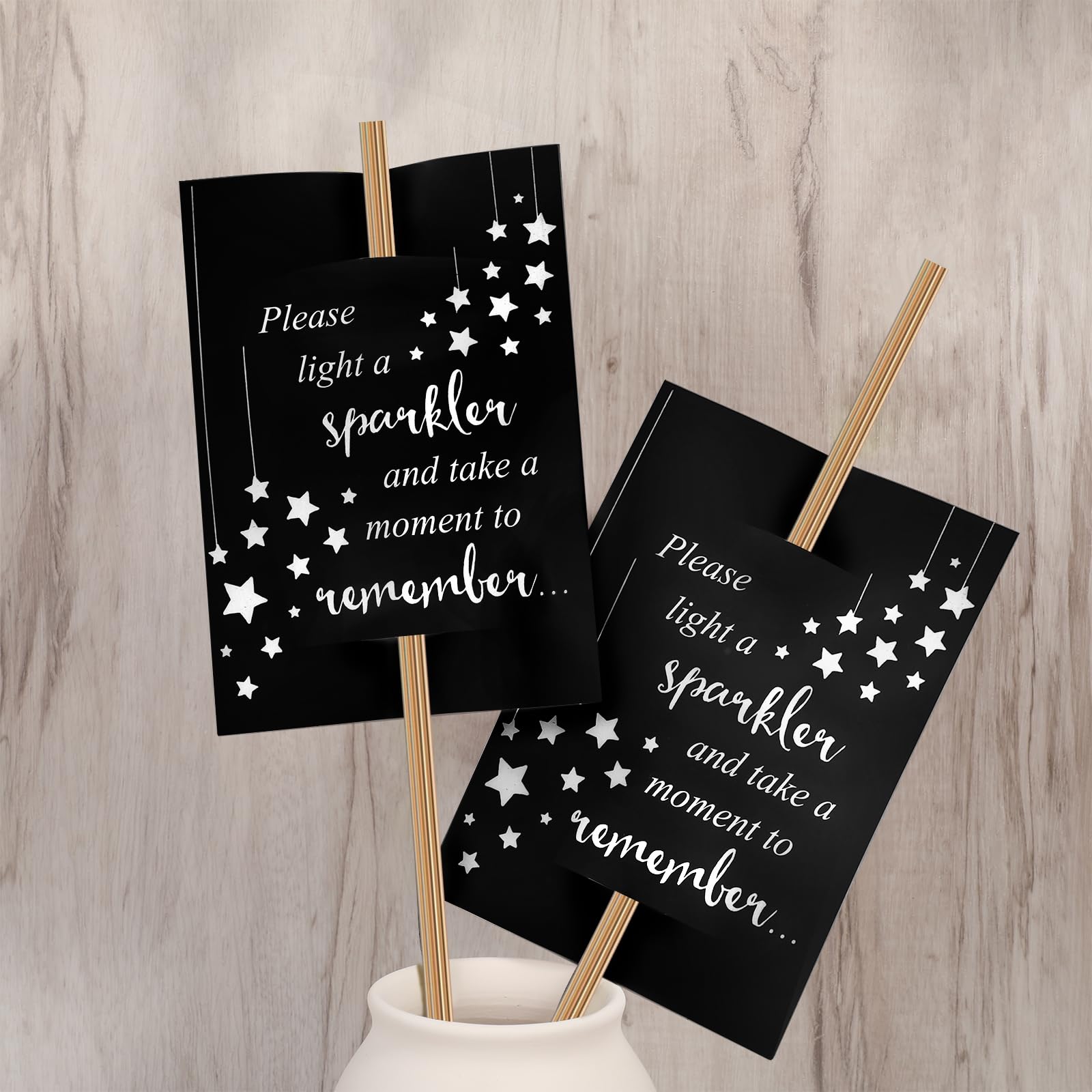 Outus 50-Pack Memorial Sparkler Cards - Celebration of Life Decorations, Double-Sided Funeral Memorial Cards for Birthday, Anniversary & Memorial Services | Perfect for Funeral Homes, Graveside Tributes & Life Celebration Events