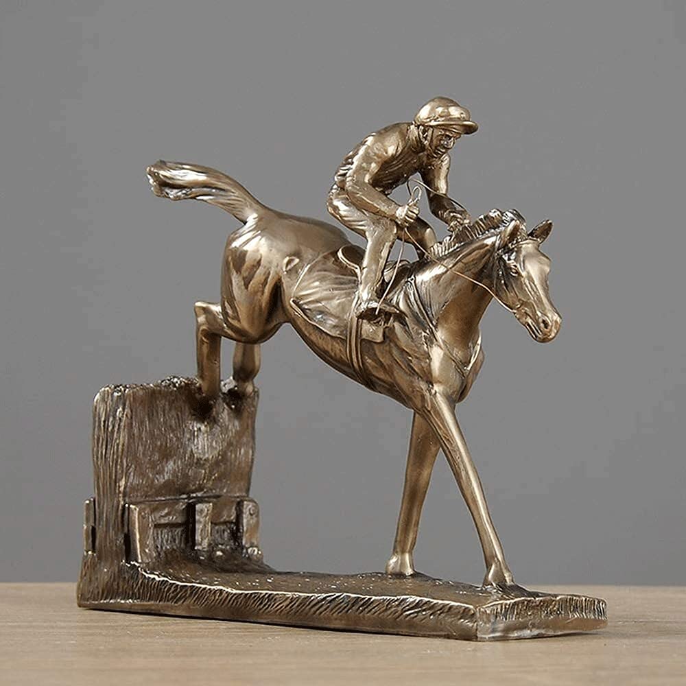Premium Jumping Horse Racing Statue - Elegant Office & Home Decor Sculpture for Desktop, Table Top, Cabinet | Perfect for Gifts, Office Decor, and Living Room Accents