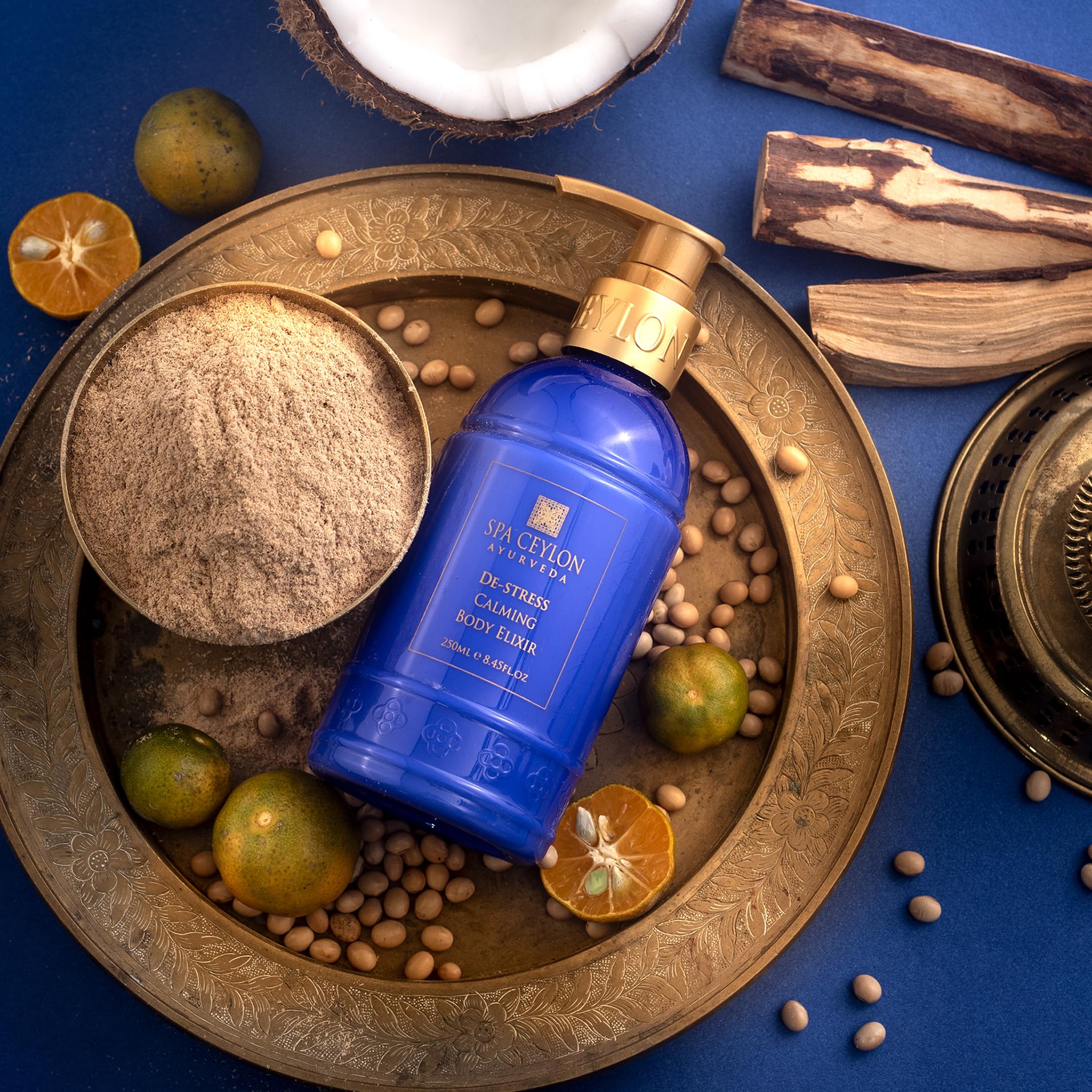 SPA CEYLON DE-STRESS Calming Body Elixir - 100% Natural Relaxing Massage Oil for Stress Relief & Sleep Aid - Perfect for Aromatherapy, Yoga & Spa Nights