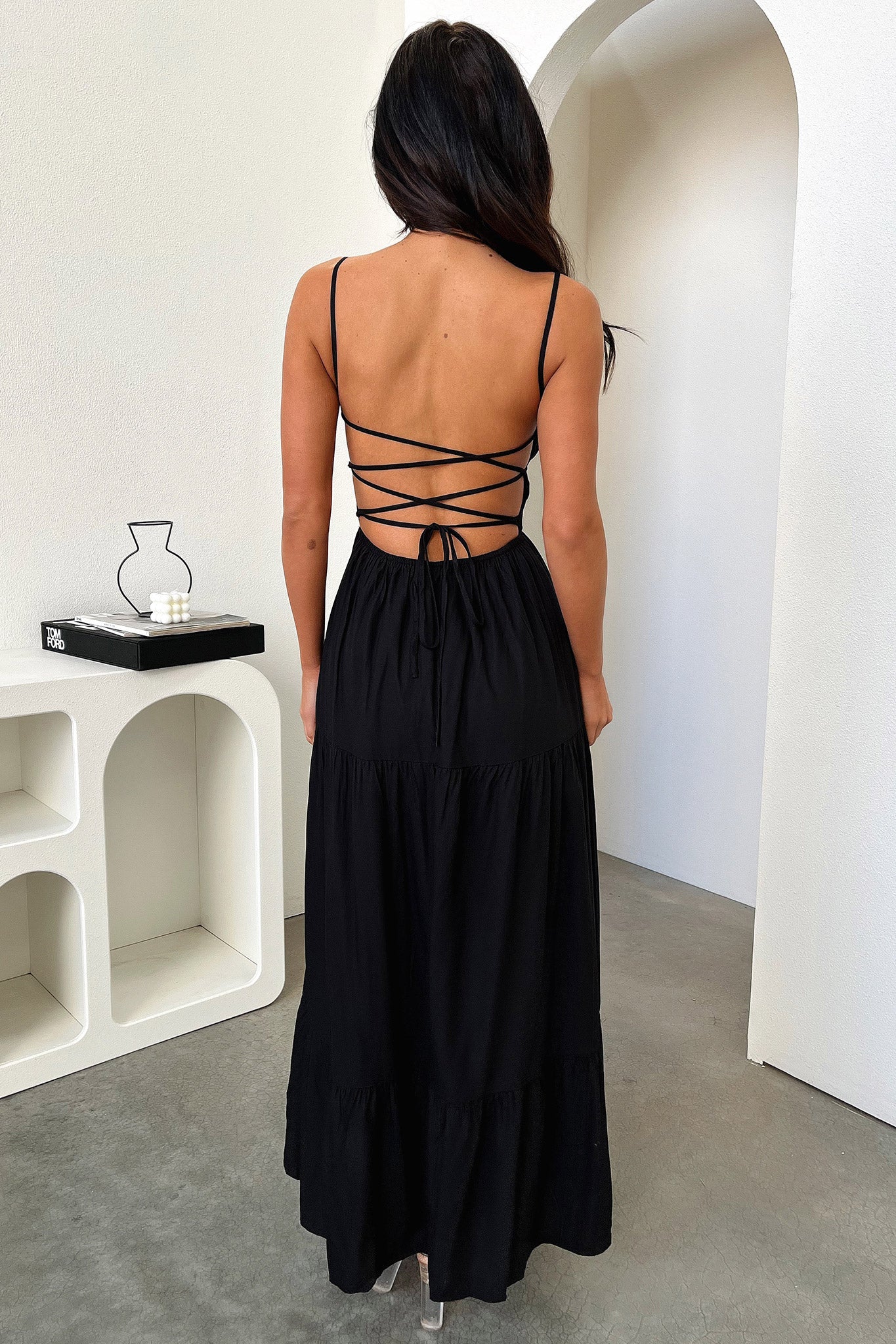 Allie Maxi Dress for Women - Elegant Black Long Flowy Dress for Summer, Beach, Parties & Casual Wear