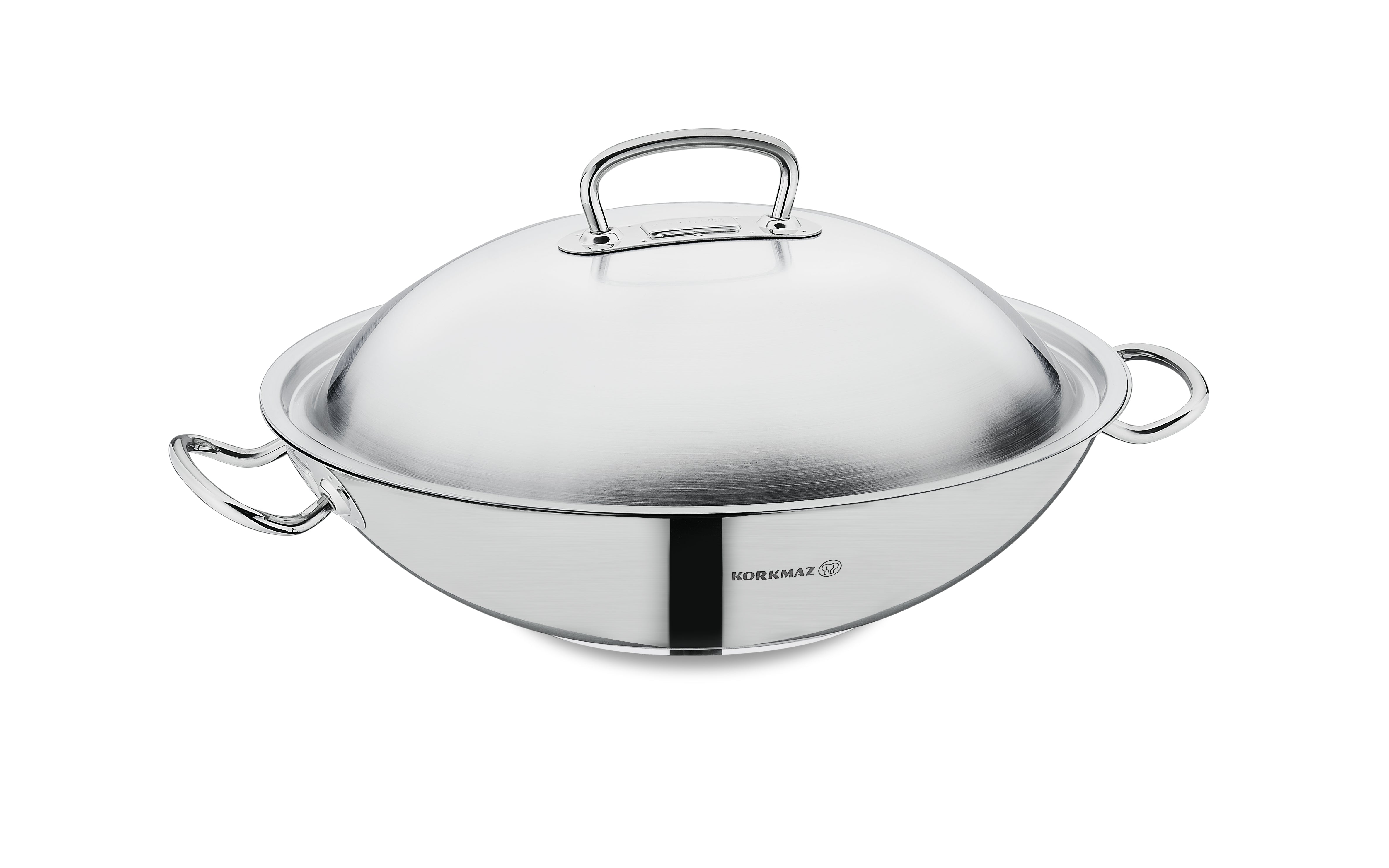 5.2L Stainless Steel Wok Pan with Lid - 12.5
