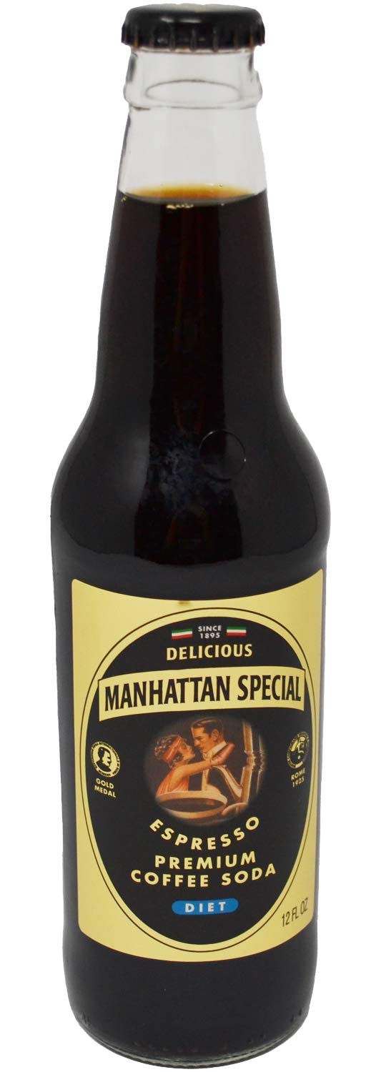 Premium Diet Espresso Coffee Soda - Manhattan Special - 12oz Glass Bottles (Pack of 24) - Perfect for Office Snacks, Parties & Energy Boosts