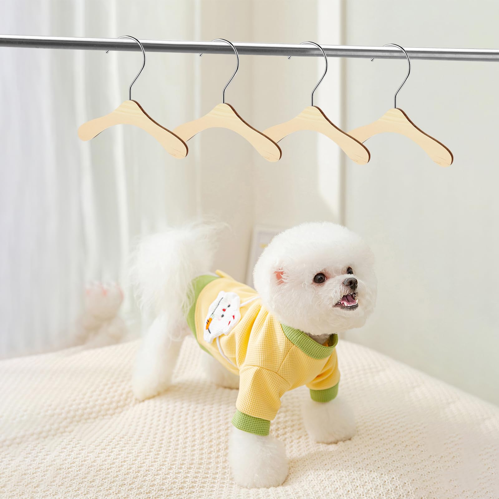 Balacoo 10 Pack Small Wooden Pet Clothes Hangers for Dogs, Cats & Dolls - Durable Dog Closet Organizer Hangers for Pet Apparel Storage - Perfect for Organizing Pet Clothes in Closet or Wardrobe