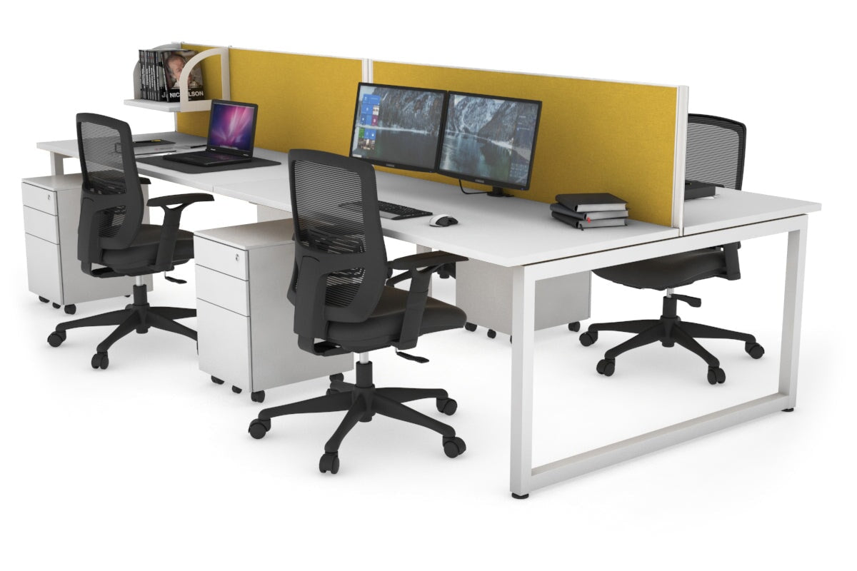 Quadro Loop Legs 4 Person Office Workstation Desk - 1800L x 700W - Modern Collaborative Workspace Solution for Team Projects & Office Meetings