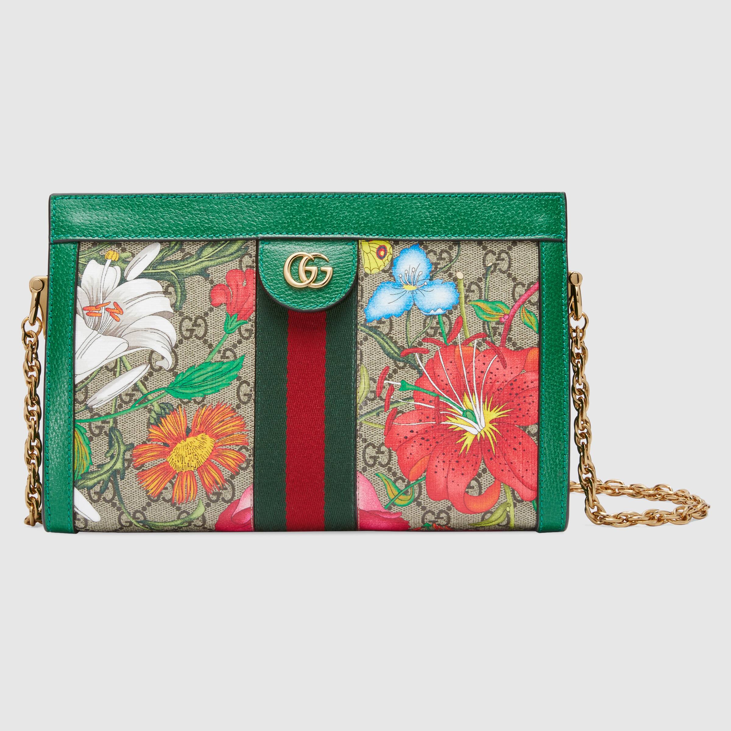 Gucci Ophidia GG Flora Small Shoulder Bag in Green | Luxury Crossbody Bag for Women | Perfect for Date Night, Travel & Everyday Use