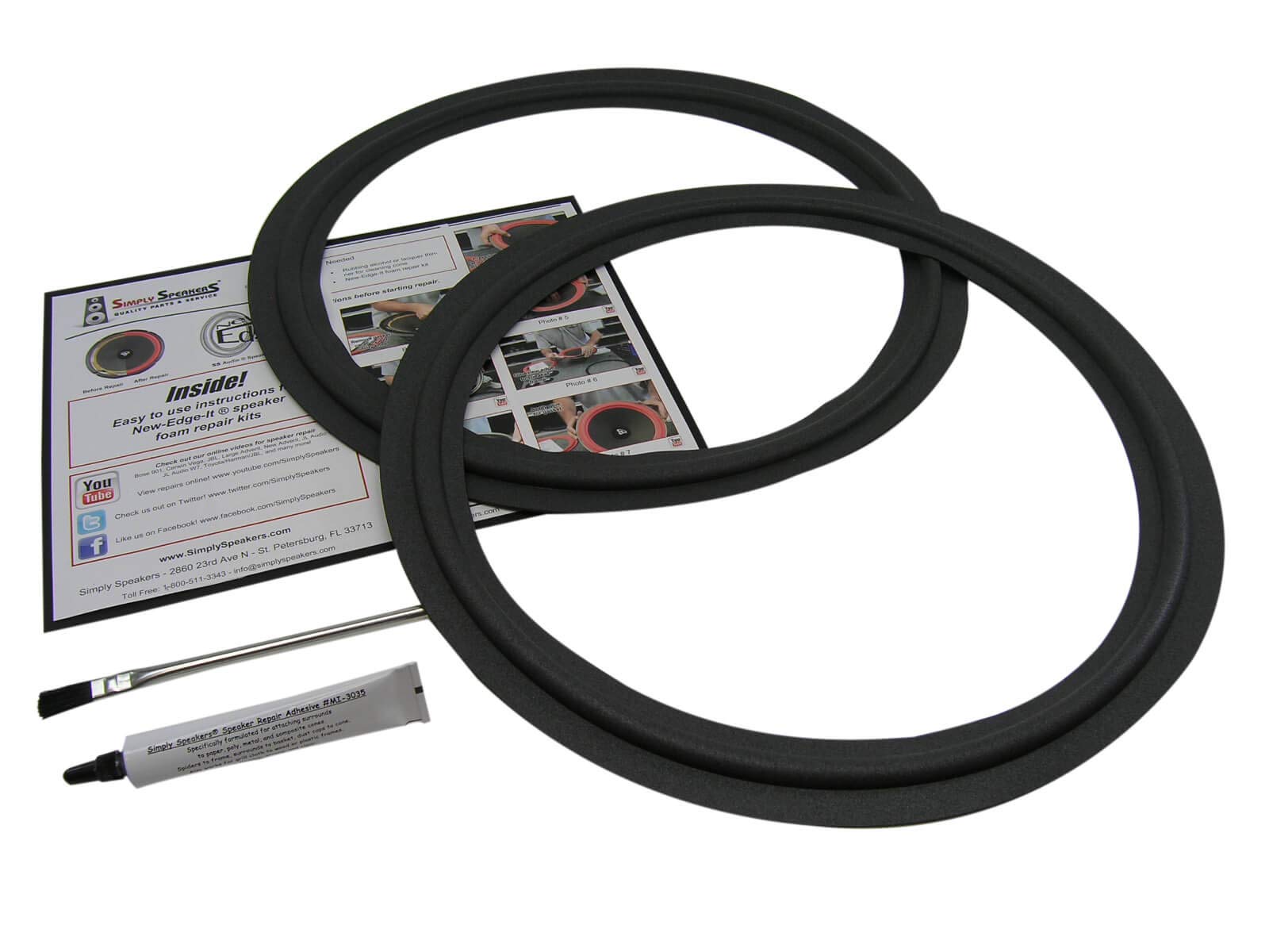 Simply Speakers 15 Inch Foam Speaker Repair Kit - Compatible with JBL 136, LE15, 2235, FSK-15JBL (Pair) - Ideal for Home Audio and Studio Monitor Repairs