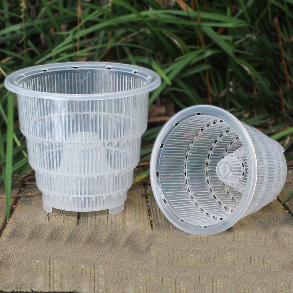 Breathable Root Control Pot with Tray - 10cm Transparent Flower Planter Basket for Succulents, Orchids & Indoor Plants | Perfect for Home Decor, Gardening & Hydroponics