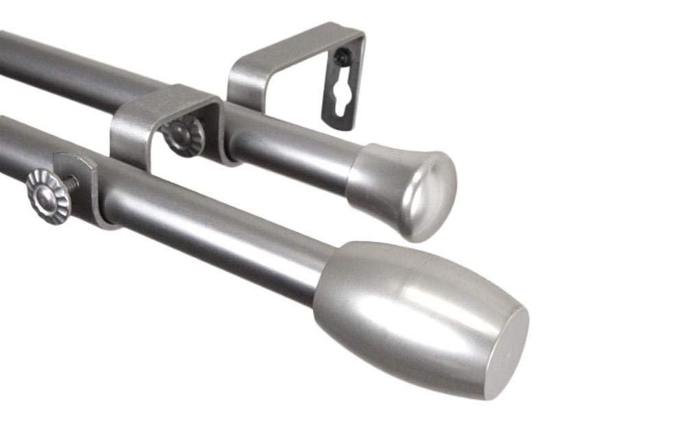 Rod Desyne Satin Nickel Double Curtain Rod 66-120 Inches for Harley Home Decor - Perfect for Living Room, Bedroom & Window Treatments