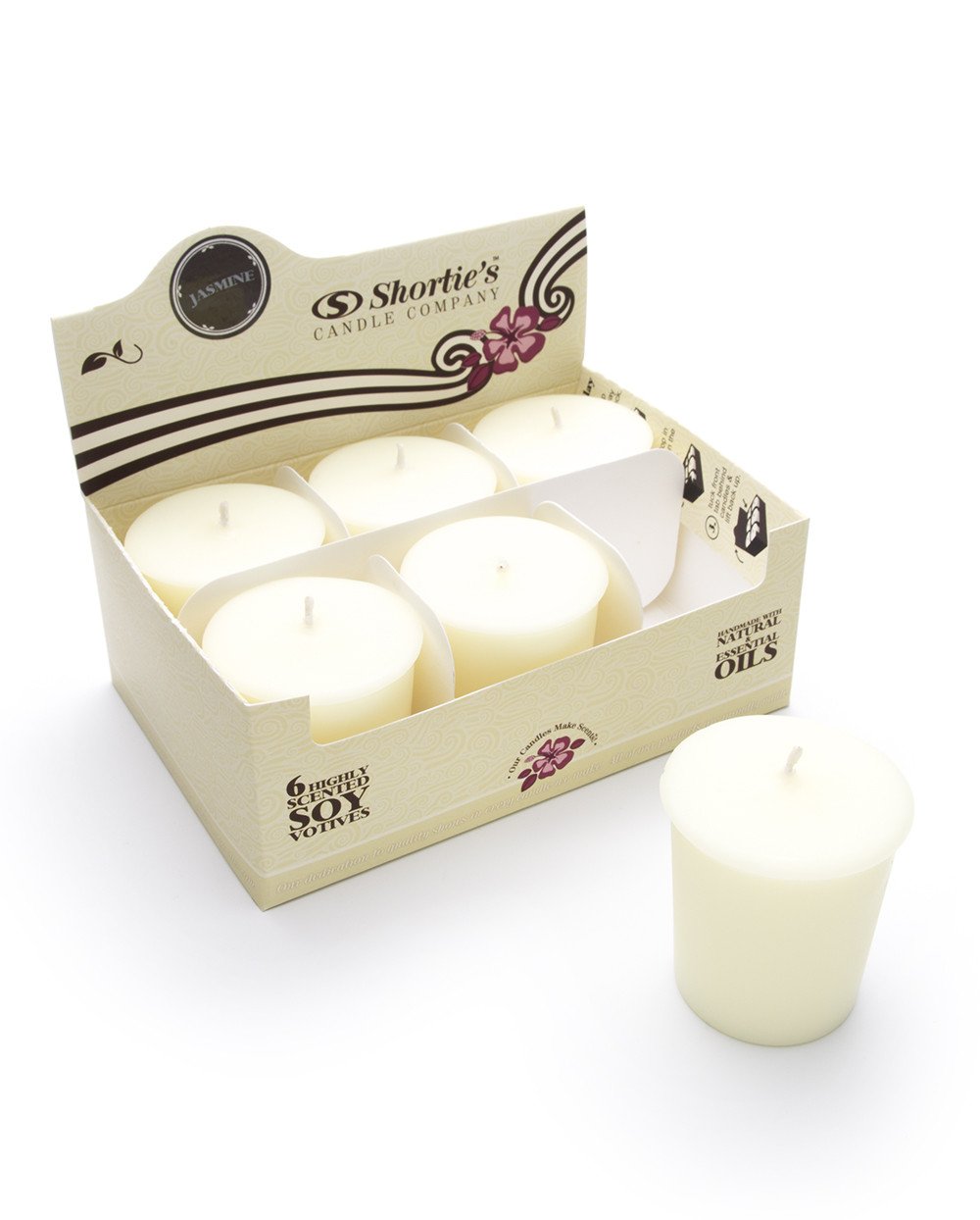 Pure Jasmine Soy Votive Candles - Essential Oil Scented, Natural Wax - 6 Pack Yellow Floral Candles for Home Decor, Wedding Centerpieces & Aromatherapy Relaxation