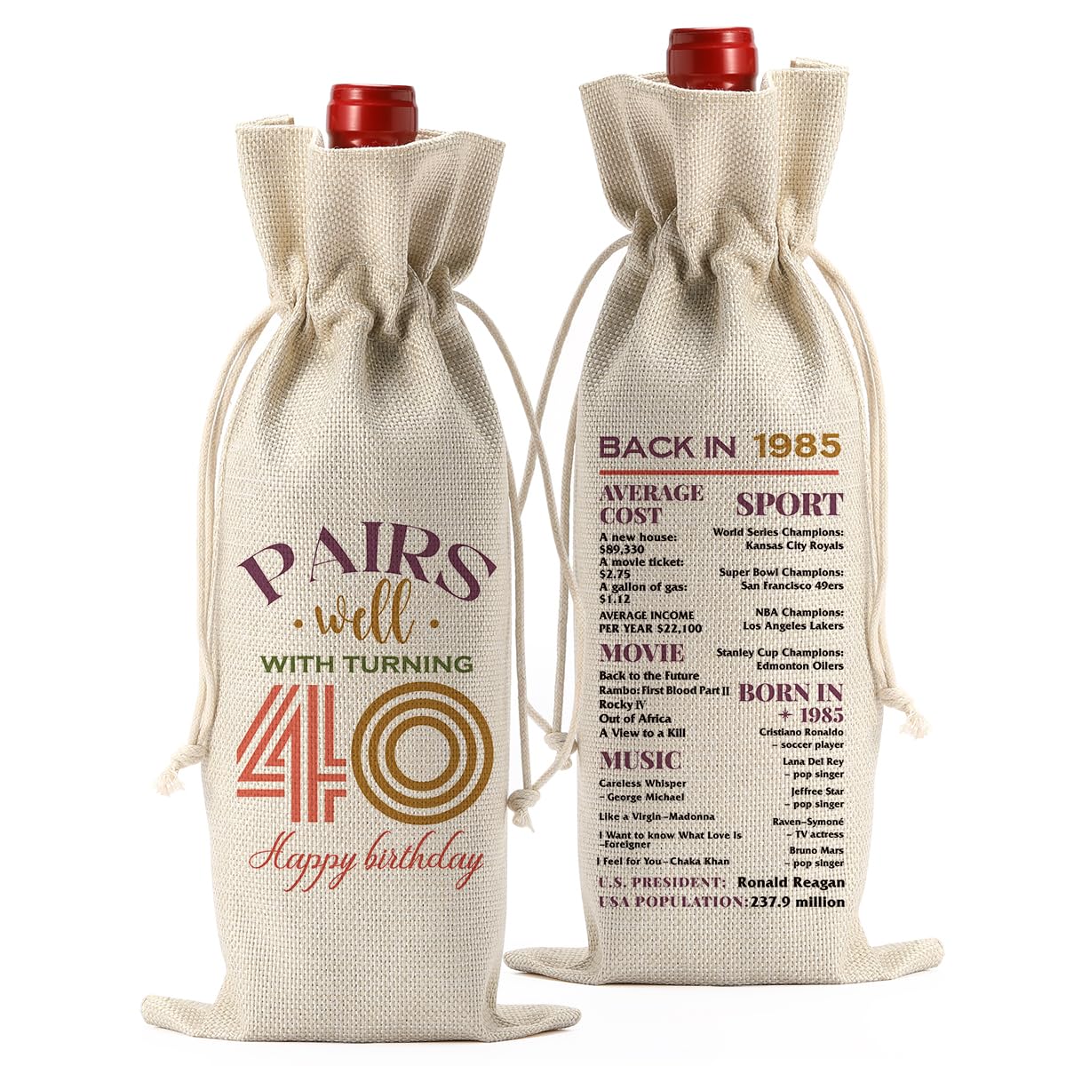 Funny 40th Birthday Gifts for Women | Wine Bag & Party Decor - Great for Anniversaries & Celebrations