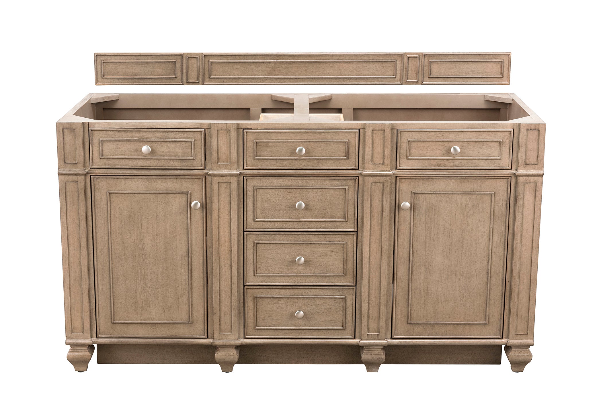 Bristol 60-Inch Double Vanity in Whitewashed Walnut - Modern Bathroom Sink Cabinet with Dual Sinks for Master Bathroom Remodel