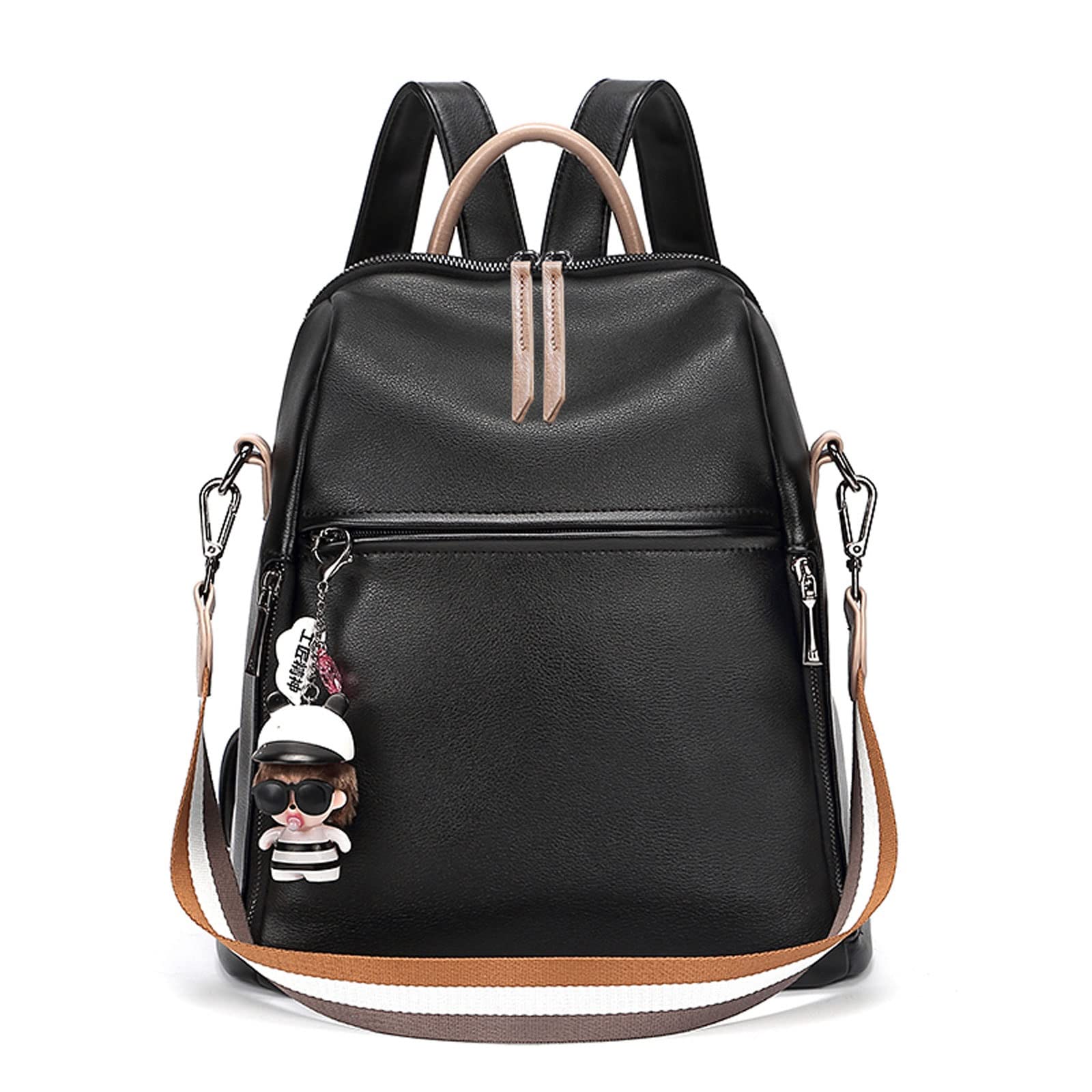 Stylish Women's Convertible Backpack Purse - Anti-Theft Leather Shoulder Bag Satchel Handbag for Women, Ladies & Girls | Perfect for Work, Travel & Daily Use (Black)