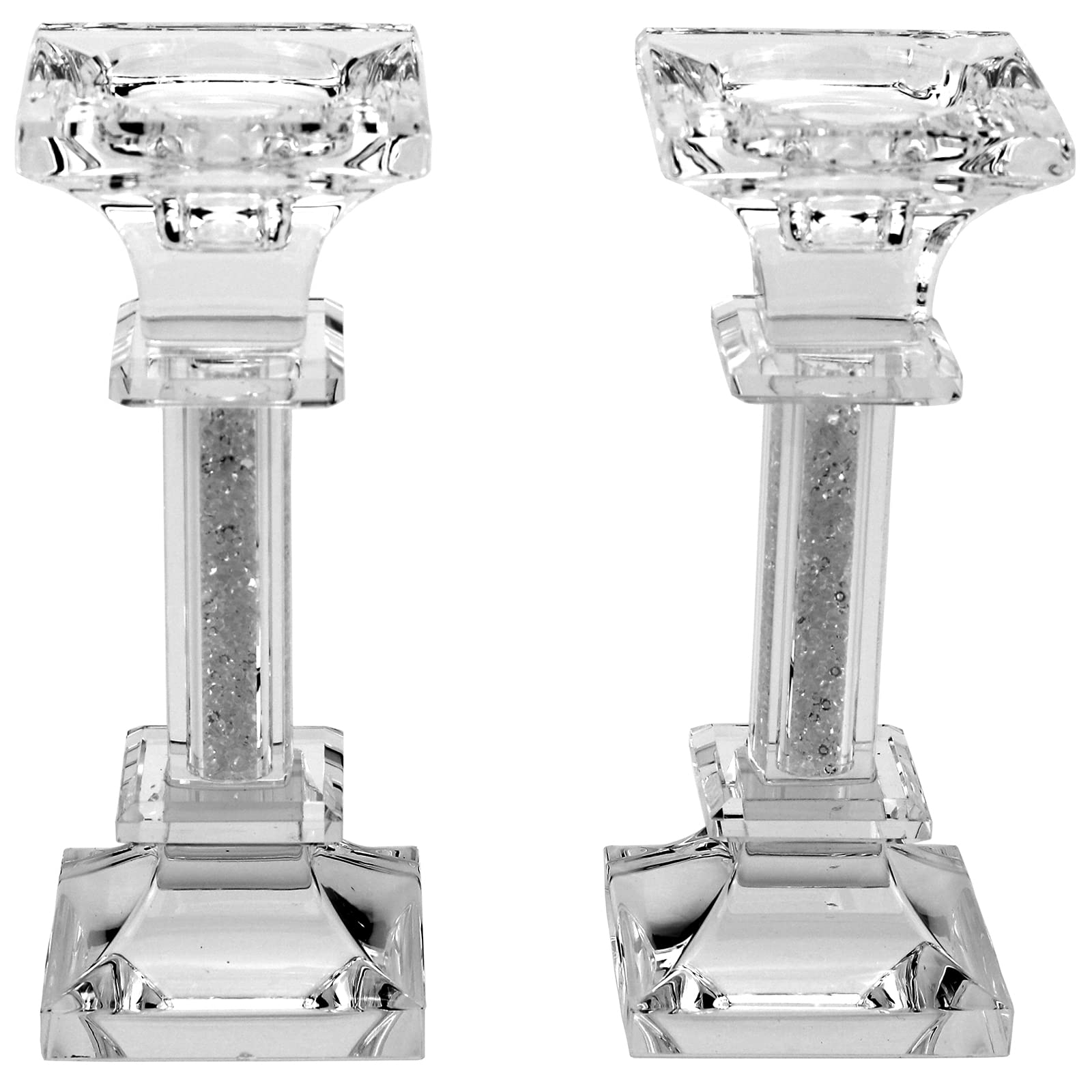 2-Pack Clear Glass Taper Candle Holders - Modern Crystal Candle Stand for Dining Table, Wedding Centerpiece, Christmas Decor & Party Lighting - Bulk Candelabra Pillar Candle Holders for Elegant Home Decor