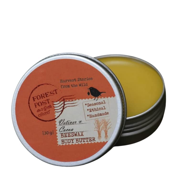 Organic Vetiver Cocoa Beeswax Body Butter - Deep Moisturizing & Nourishing for Dry Skin - Perfect for Massage, Spa & Daily Skincare Routine