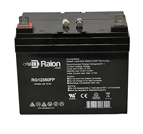 Raion Power 12V 35Ah AGM Replacement Battery for Scag STZ52-20KH Lawn Mower - Maintenance-Free, Long-Lasting Power - Perfect for Commercial Landscaping & Heavy-Duty Mowing (1 Pack)