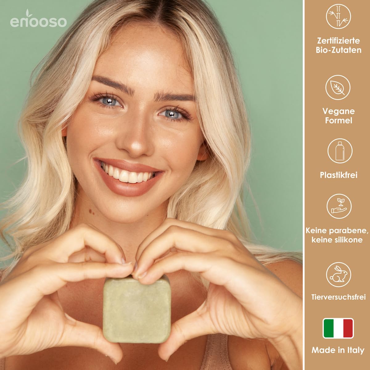 Enooso | Organic Festes Shampoo and Conditioner Set - Charcoal & Orange Soap-Free Solid Shampoo Bar with Hemp Keratin, Coconut Oil, Lemongrass - 100% Vegan & Plastic-Free - 120g - Perfect for Travel, Gym & Eco-Friendly Hair Care