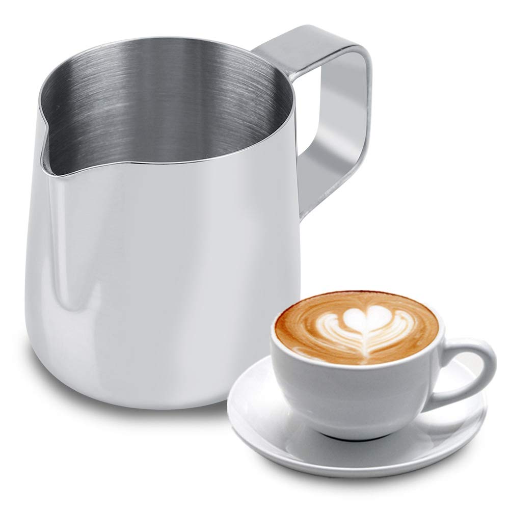 Premium Stainless Steel Milk Frothing Pitcher for Coffee & Cappuccino - 100ml Professional Steaming Pitcher for Latte Art, Perfect for Espresso Machines & Home Baristas - Ideal for Coffee Shops, Cafes & Home Brewing
