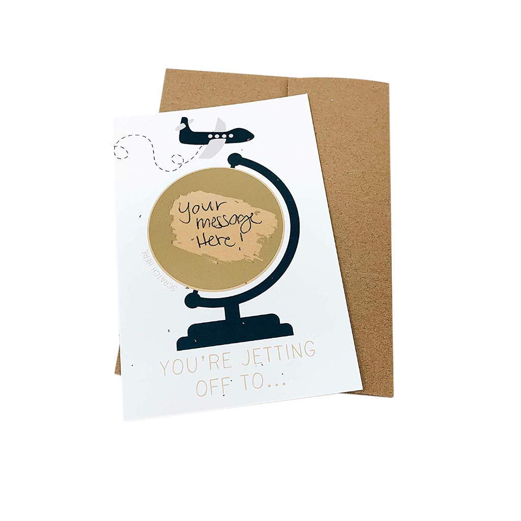 Personalized Travel Card Scratch Off - Reveal Your Surprise Message - Perfect for Bon Voyage Gifts, Vacation Surprises & Adventure Reveals