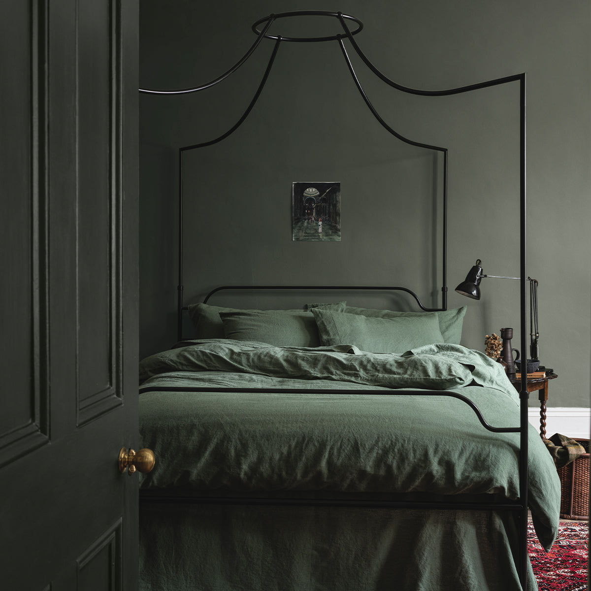 Elm Green Linen Blend Duvet Cover Set - Soft & Breathable Bedding for All Seasons - Perfect for Master Bedroom, Guest Room & Vacation Homes