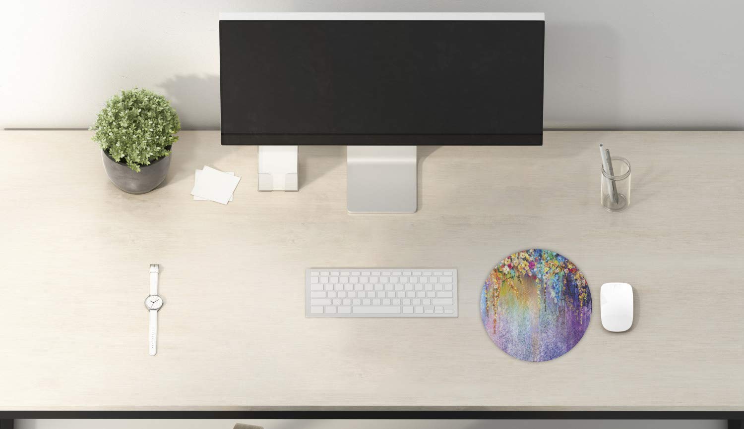 Ambesonne Round Non-Slip Rubber Gaming Mouse Pad - 8