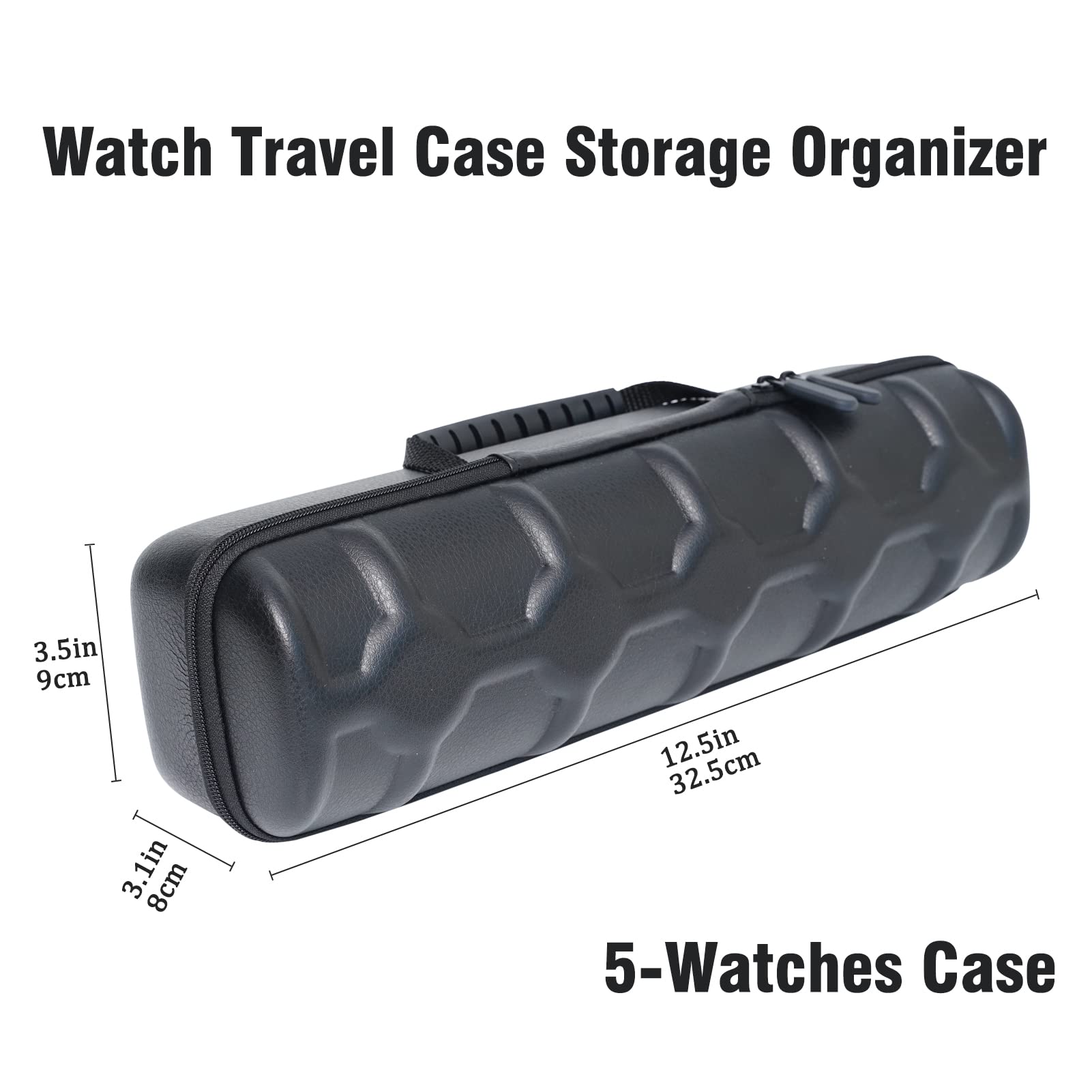5-Slot PU Watch Travel Case for Men - Durable Storage with Soft Pillows for Small & Large Watches - Perfect for Travel & Business Trips