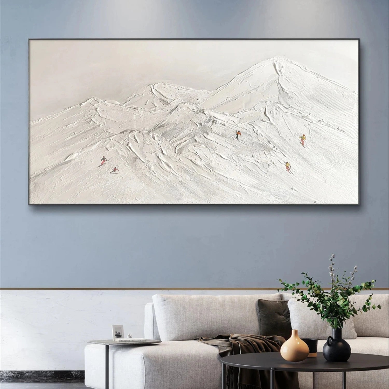 SP044 Textured Skiing Sport Art Painting Canvas - Perfect for Home Decor, Office Wall Art & Winter Sports Enthusiasts
