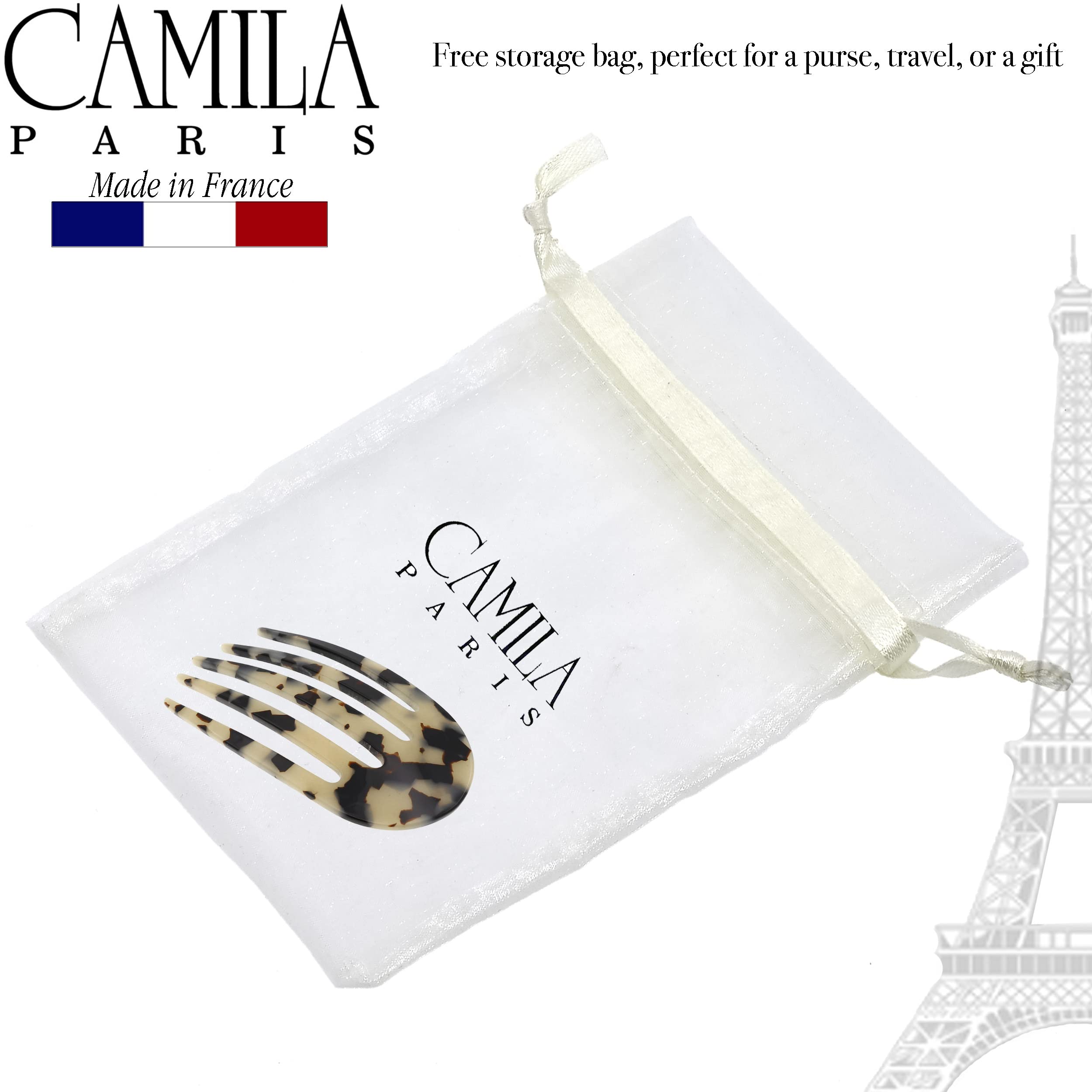 Camila Paris CP3397 French Hair Side Comb - Handmade Rounded White Tokyo Hair Clip for Women | Strong Hold No Slip Hair Accessories for Bun, Chignon & French Twist | Perfect for Weddings, Prom & Formal Events | Made in France