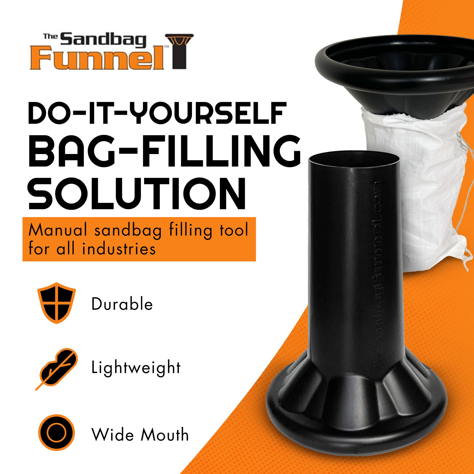 Heavy Duty Sandbag Filler Tool - Industrial Sand Funnel for Quick & Easy Manual Sandbag Filling - Durable Sand Bag Filler Stand for Flood Control, Construction & Emergency Preparedness