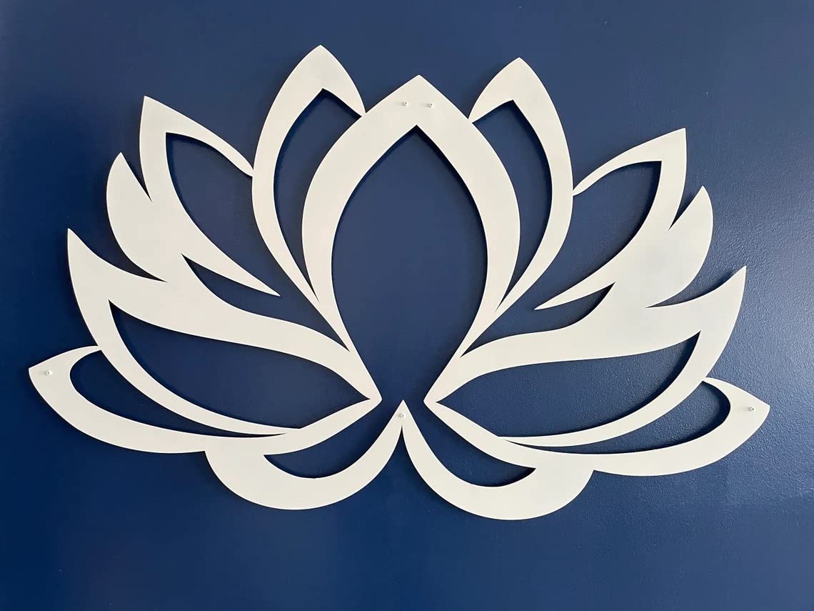 White Metal Lotus Flower Wall Art - 30